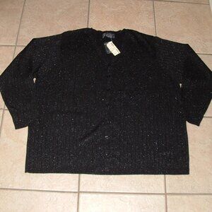 NEW Sparkly Black Plus Sz 22/24 Stretchy Lightweight Cardigan Sweater